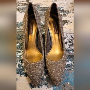 Antonio Melani Tweed Heels Leather Brown size 8.5